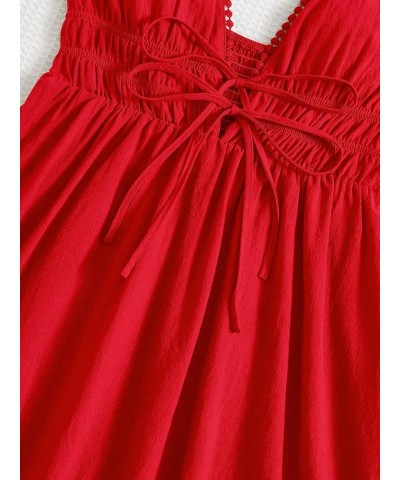 Womens' Dress Shirred Back Tie Front Cami Dress Summer Dresses for Women (Color : Black, Size : Small) Medium Red $16.90 Dresses