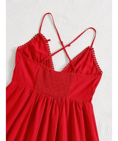 Womens' Dress Shirred Back Tie Front Cami Dress Summer Dresses for Women (Color : Black, Size : Small) Medium Red $16.90 Dresses