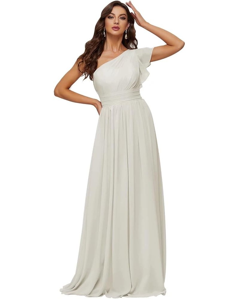 Women's One Shoulder Bridesmaid Dresses Chiffon Long Bodices Formal Evening Gowns 2023 Ivory $30.79 Dresses