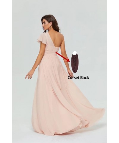 Women's One Shoulder Bridesmaid Dresses Chiffon Long Bodices Formal Evening Gowns 2023 Ivory $30.79 Dresses