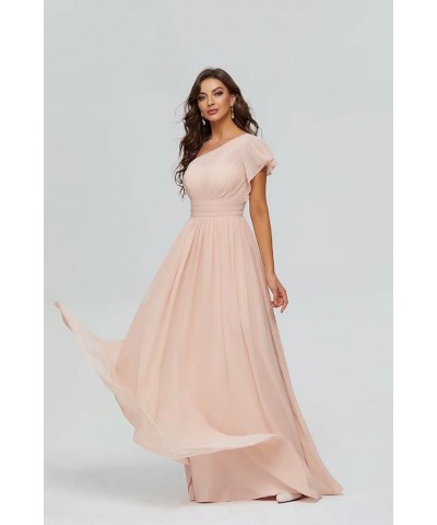 Women's One Shoulder Bridesmaid Dresses Chiffon Long Bodices Formal Evening Gowns 2023 Ivory $30.79 Dresses