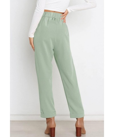 Women's Dress Pants Lightweight High Waist Straight Leg Office Work Pants Casual Travel Trousers with Pockets Z03-mint Green ...