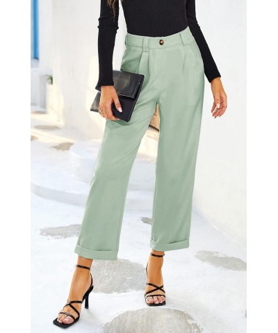 Women's Dress Pants Lightweight High Waist Straight Leg Office Work Pants Casual Travel Trousers with Pockets Z03-mint Green ...