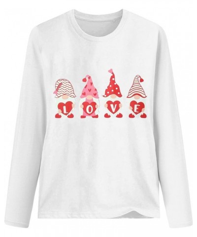 Women Long Sleeve Casual Shirts Fashionable Valentine's Day Wine Glass Printed Round Neck Long Sleeve Top T Shirt 04white $8....