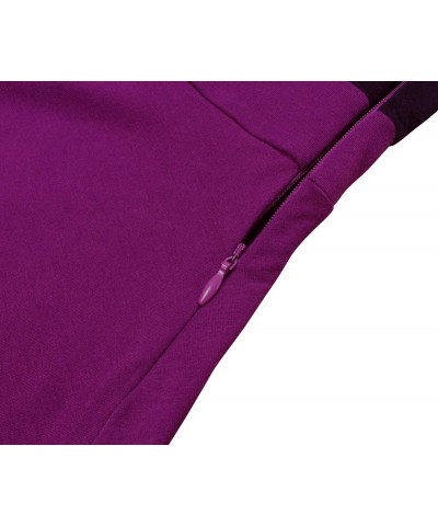 Women's Short Sleeve Colorblock Button Down Sundress Knee-Length Flared A-Line Casual Party Swing Dress Black Purple $16.24 D...