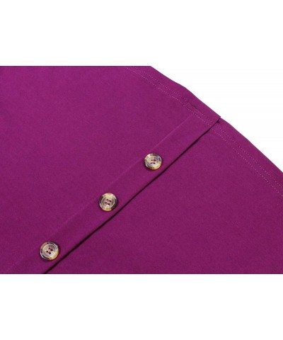 Women's Short Sleeve Colorblock Button Down Sundress Knee-Length Flared A-Line Casual Party Swing Dress Black Purple $16.24 D...