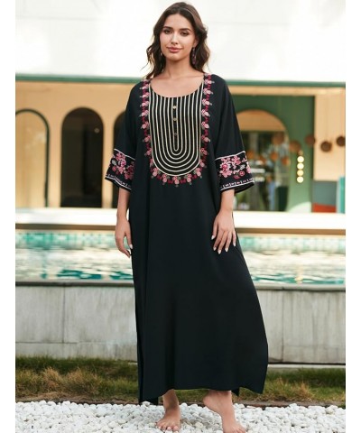 Kaftans for Women Long Caftan Dresses Plus Size Bathing Suit Cover up Embroidered Maxi Beach Dress Casual Mumu Dress N1623-23...