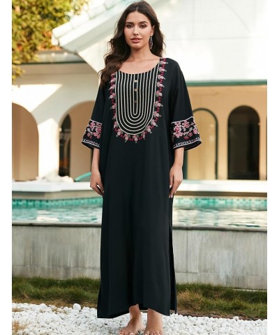 Kaftans for Women Long Caftan Dresses Plus Size Bathing Suit Cover up Embroidered Maxi Beach Dress Casual Mumu Dress N1623-23...