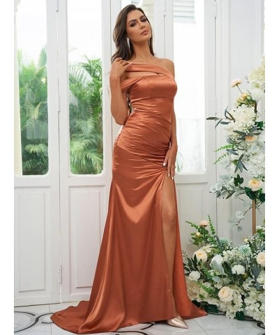 Bridesmaid Dresses with Slit Long Prom Dress Satin Formal Dresses for Women Evening Party Off Shoulder Prom Dresses Pool $38....