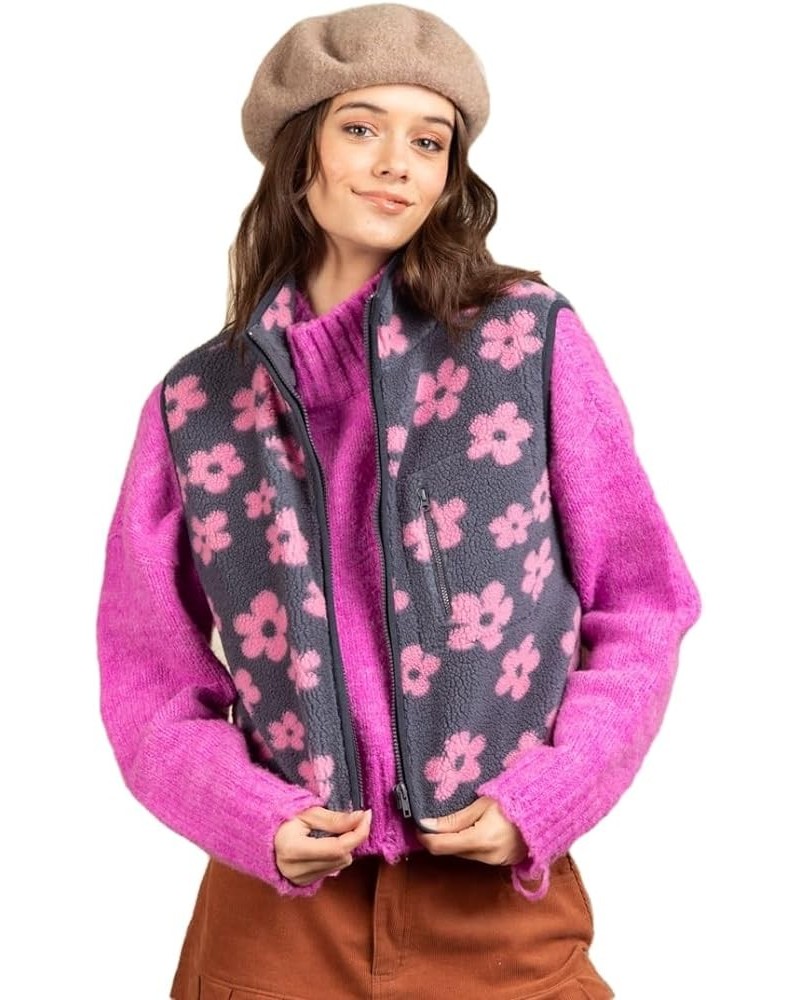 Women's Print Fleece Vest – Full Zip Up Printed Sleeveless Casual Warm Outerwear Denim Mix $12.60 Jackets