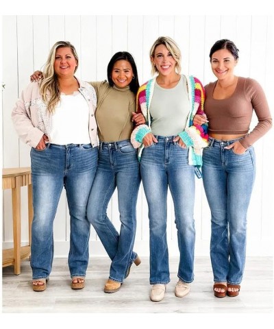 Holy Grail Tummy Control Bootcut Jeans,Holy Grail Bootcut Jeans,Women's Stretchy Tummy Control High Waisted Jeans Regular Blu...