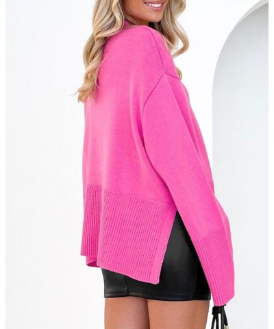 Fall Sweaters for Women 2023 Hot Pink Long Sleeve Winter Clohtes Tunic Sweaters Rose XL $18.45 Sweaters