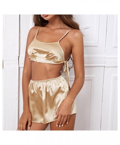 Pajamas Womens Sexy Lingerie Satin Sleepwear Silk Cami Shorts Set Soft Casual Two-Piece Sleepwear Lounge Set Loungewear Z2310...