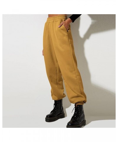 Women High Waisted Baggy Sweatpants Comfortable Cotton Joggers Pants Y2k Trendy Lounge Workout Trousers with Pockets Yellow $...