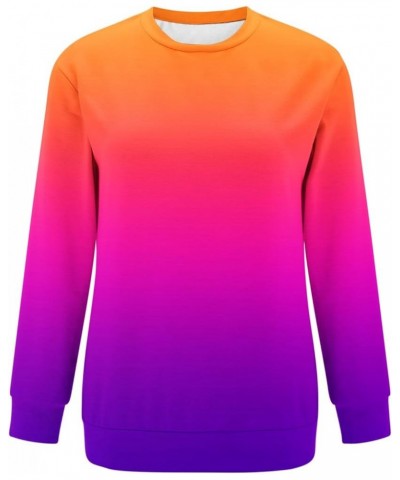 Women Sweatshirt Cute Graphic Tees Pullover Long Sleeve Crewneck Casual Tops Fashion Outfits Clothes L02_orange $8.80 Activewear