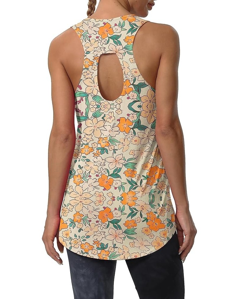 Workout Long Tank Tops for Women Plus Size Loose Fit Athletic Exercise Gym Muscle Sleeveless Shirts Tops Backless-yellow Flow...