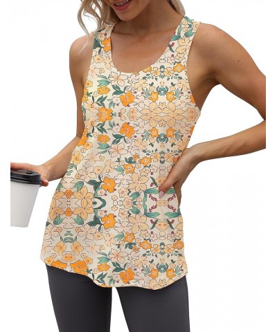 Workout Long Tank Tops for Women Plus Size Loose Fit Athletic Exercise Gym Muscle Sleeveless Shirts Tops Backless-yellow Flow...