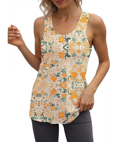 Workout Long Tank Tops for Women Plus Size Loose Fit Athletic Exercise Gym Muscle Sleeveless Shirts Tops Backless-yellow Flow...
