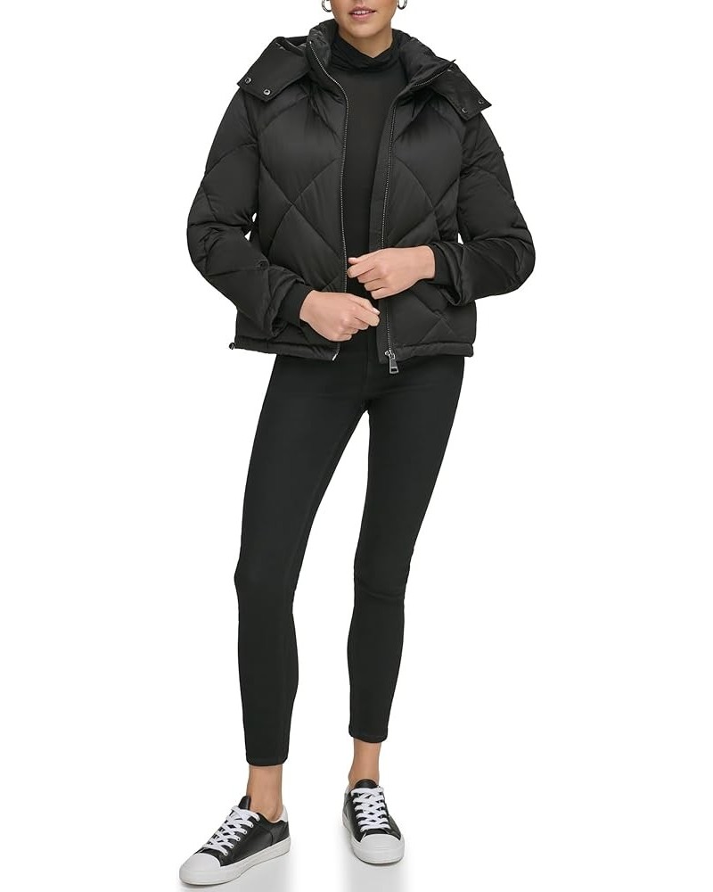 Women's Quilted Hooded Puffer Black $45.99 Jackets