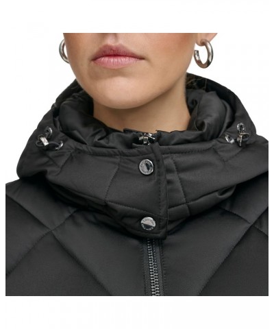 Women's Quilted Hooded Puffer Black $45.99 Jackets