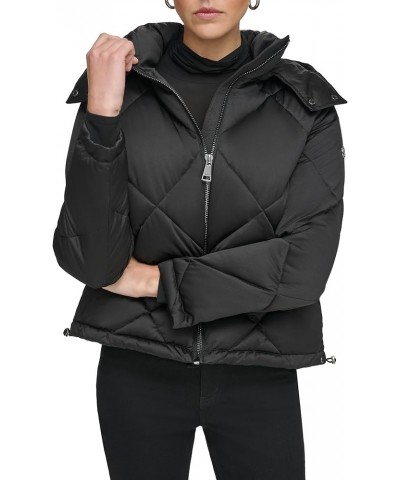 Women's Quilted Hooded Puffer Black $45.99 Jackets
