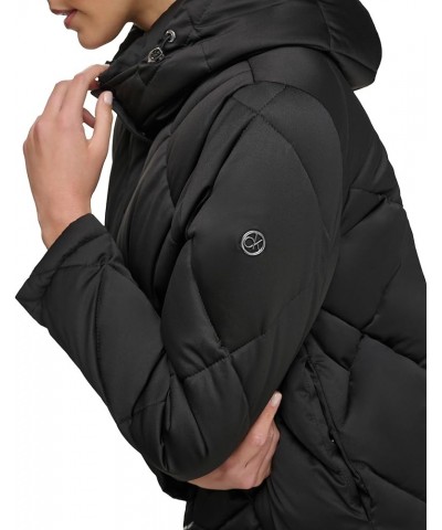 Women's Quilted Hooded Puffer Black $45.99 Jackets