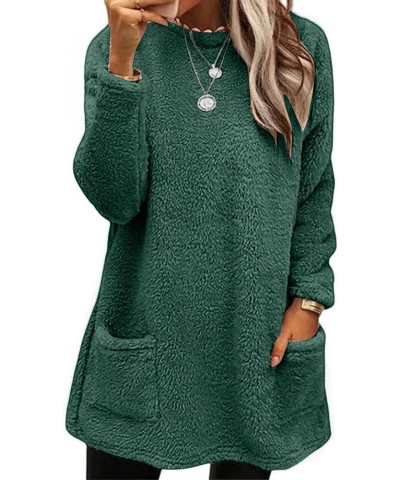 Fleece Sherpa Pullover for Women Casual Crewneck Pullover Winter Warm Faux Fur Sweatshirts Loungwear Tops with Pocket 2-ag $1...