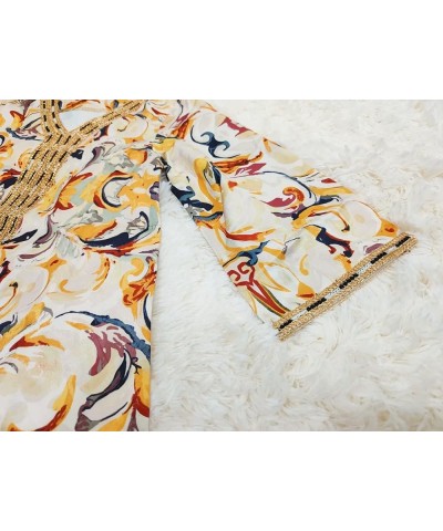 Mother and Girls Matching Abaya Dress Casual Moroccan Kaftan Gown Eid Clothes Girl-orange $26.85 Dresses