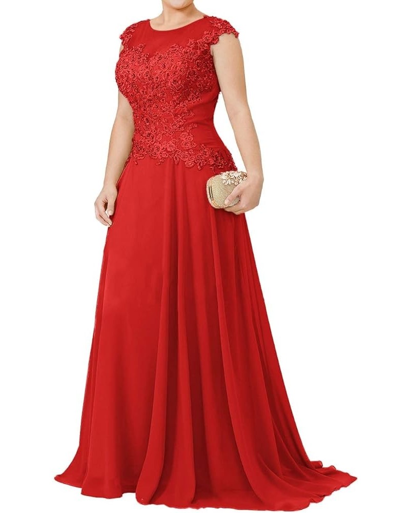 Plus Size Mother of The Bride Dresses Long Evening Formal Dress Beaded Lace Applique Red $40.42 Dresses