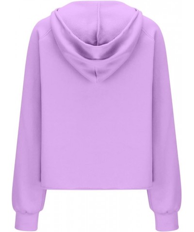 Oversized Hoodies For Women Zip Up Long Sleeve Hooded Sweatshirts Casual Quarter Zip Pullover Tops Fall Y2K Clothes J018-purp...