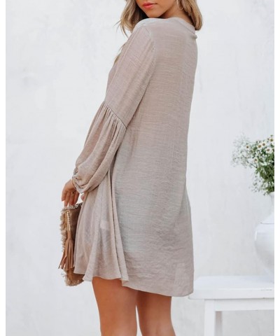 Womens Kimono Swimsuit Cover Ups Button Down Puff Sleeve Cardigan Beach Bathing Swimwear Coverups Khaki $8.69 Swimsuits
