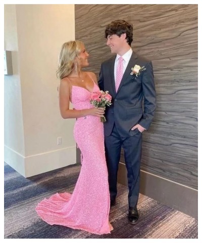 Women's Sequin Mermaid Prom Dresses with Slit Glitter Criss-Cross Long Formal Evening Gowns YZTS062 A-red $36.33 Dresses