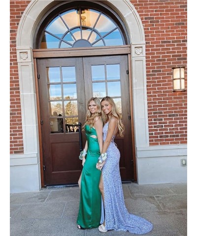 Women's Sequin Mermaid Prom Dresses with Slit Glitter Criss-Cross Long Formal Evening Gowns YZTS062 A-red $36.33 Dresses