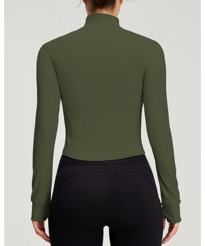 Women's Running Jackets Full Zip Athletic Jackets Slim Fit Workout Gym Yoga Track Jackets Deep Grass Green $19.24 Jackets
