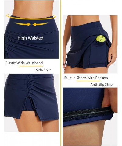Women's Tennis Skirts with Pockets Activewear Golf Skorts with Shorts High Waisted Running Workout Mini Skirts Navy Blue $12....