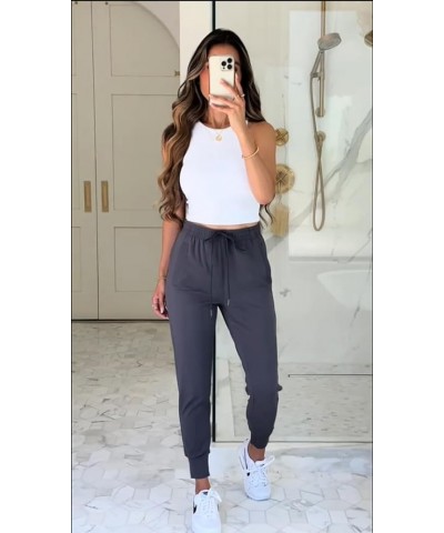 Women's Joggers Pants Drawstring Running Sweats Athletic Workout Gym Yoga Sweatpants with Pockets Dark Gray $15.75 Pants