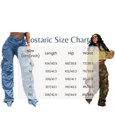 Womens High Waisted Baggy Cargo Jeans Straight Wide Leg Y2K Cargo Denim Pants with Flap Pockets Grey $27.53 Jeans