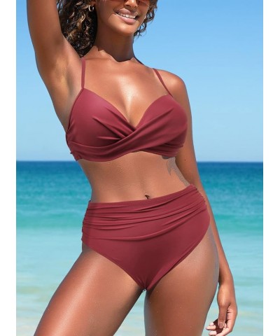 Women 2 Piece Swimsuits Low Rise or Mid Waisted Bikini Set 19bean Paste Brown $20.00 Swimsuits