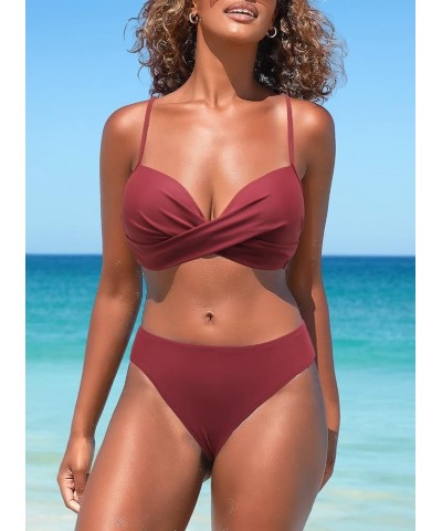 Women 2 Piece Swimsuits Low Rise or Mid Waisted Bikini Set 19bean Paste Brown $20.00 Swimsuits