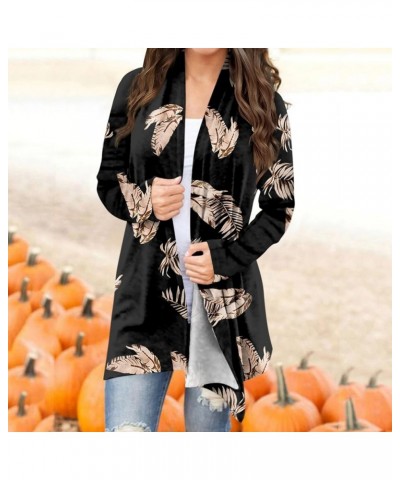 2024 Spring Trendy Sweater Cardigan for Women,Ladies Casual Long Sleeve Floral Cardigan Fashion Long Length Sleeve Coat 2-bla...