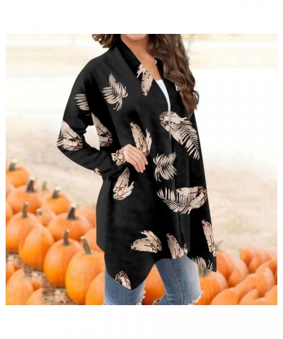 2024 Spring Trendy Sweater Cardigan for Women,Ladies Casual Long Sleeve Floral Cardigan Fashion Long Length Sleeve Coat 2-bla...