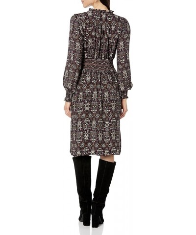 Women's Flat Crepe Fuax Wrap Dress Black/Plum Nouveau Jasmine $28.51 Dresses