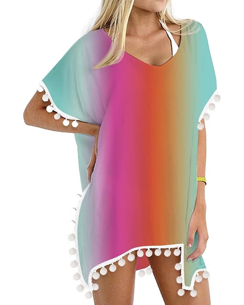 Swimsuit Coverup for Women Chiffon Cover Ups for Swimwear Casual Loose Beach Bikini Cover A-9rainbow05 $15.94 Swimsuits
