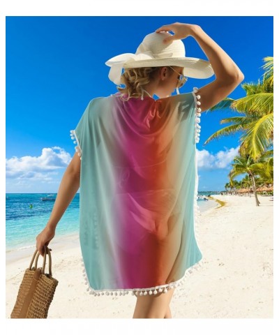 Swimsuit Coverup for Women Chiffon Cover Ups for Swimwear Casual Loose Beach Bikini Cover A-9rainbow05 $15.94 Swimsuits