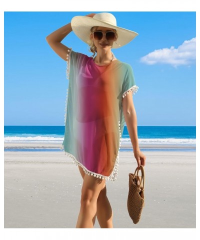 Swimsuit Coverup for Women Chiffon Cover Ups for Swimwear Casual Loose Beach Bikini Cover A-9rainbow05 $15.94 Swimsuits