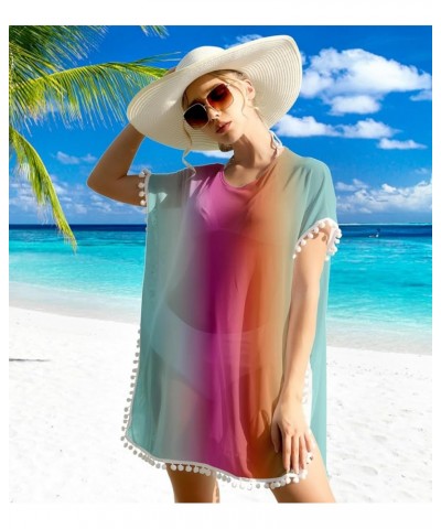 Swimsuit Coverup for Women Chiffon Cover Ups for Swimwear Casual Loose Beach Bikini Cover A-9rainbow05 $15.94 Swimsuits