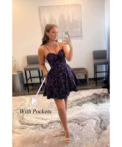 Sequin Homecoming Dresses Short for Teens Sparkly Spaghetti Strap Prom Dress Cocktail Party Gown Peacock $21.60 Dresses