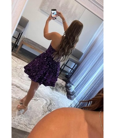 Sequin Homecoming Dresses Short for Teens Sparkly Spaghetti Strap Prom Dress Cocktail Party Gown Peacock $21.60 Dresses