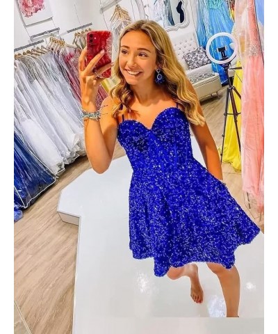 Sequin Homecoming Dresses Short for Teens Sparkly Spaghetti Strap Prom Dress Cocktail Party Gown Peacock $21.60 Dresses