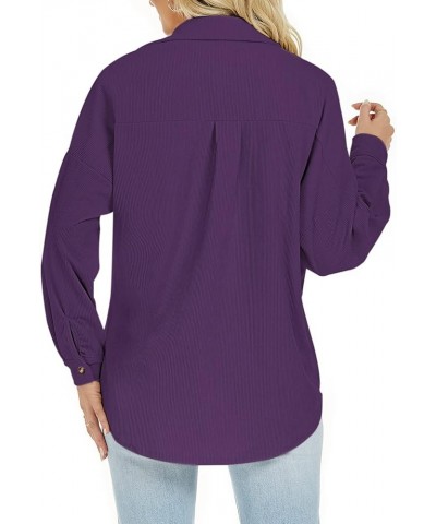 Plus Size Corduroy Jacket for Women Casual Long Sleeve Button Down Shacket Jacket 00 Purple $19.00 Jackets